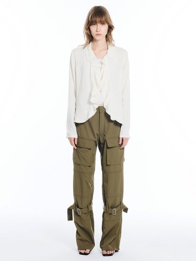 CERRIC Bind Belted Cargo Pants - Khaki