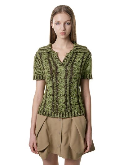 CERRIC Cable Half Blend Knitwear_Green