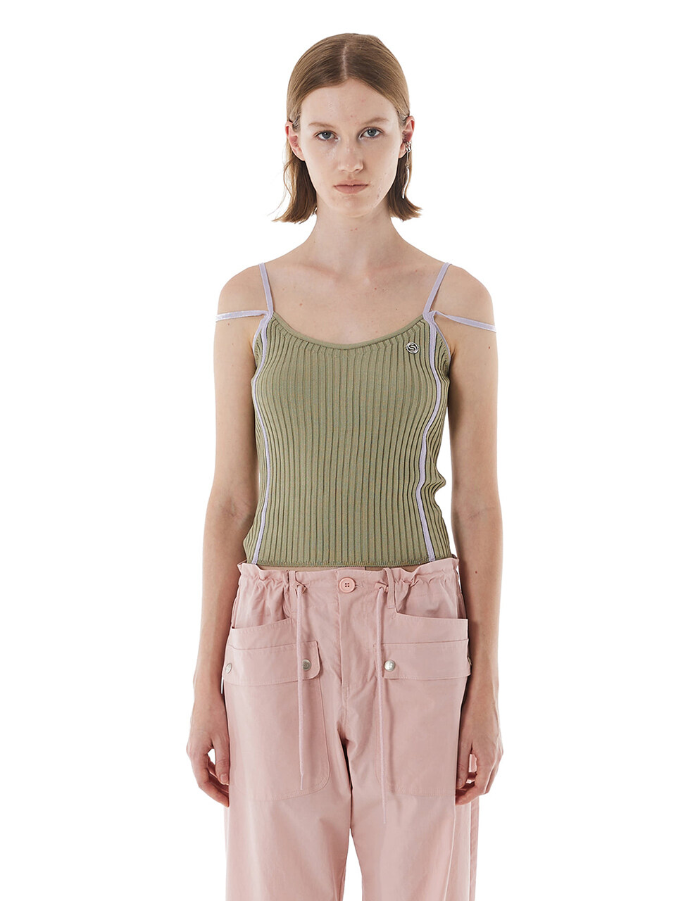 CERRIC Coloring Knit Sleeveless Top_Khaki