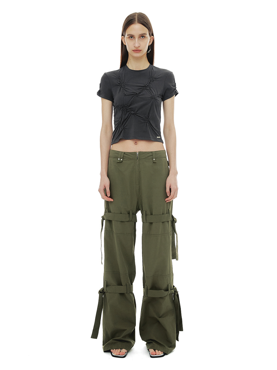CERRIC Double Tie Up Cotton Pants - Khaki
