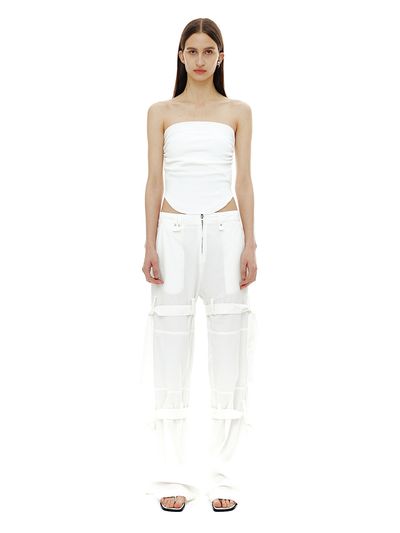 CERRIC Double Tie Up Cotton Pants - White