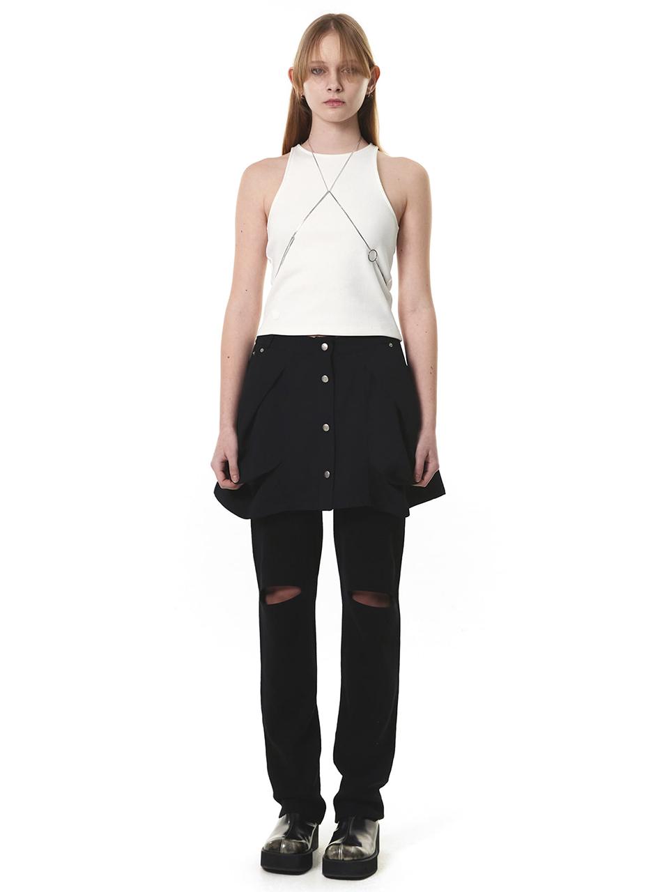 CERRIC Front Cut-out Knit Pants_Black
