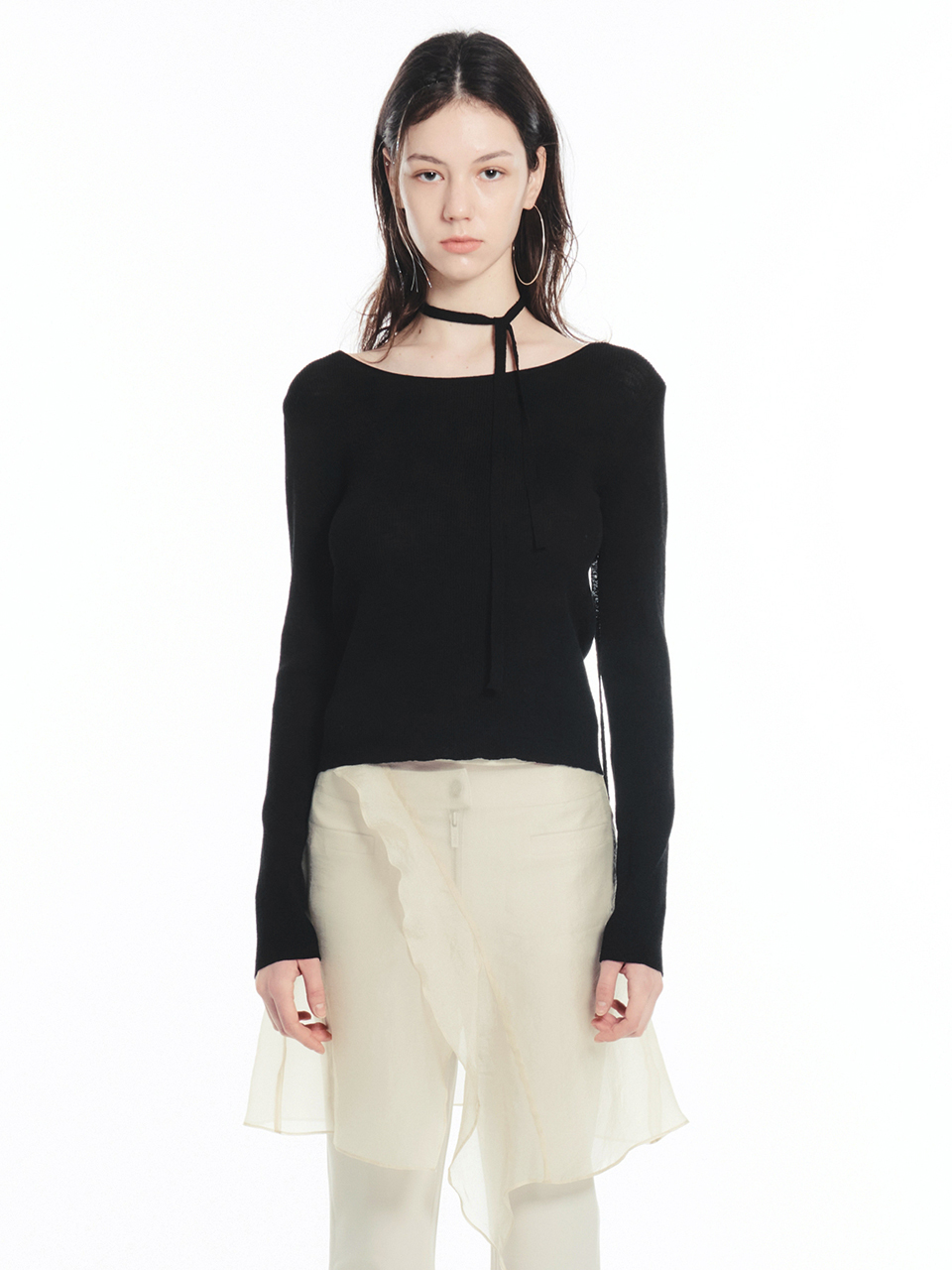 CERRIC Open Back String Knit - Black