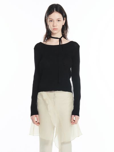 CERRIC Open Back String Knit - Black