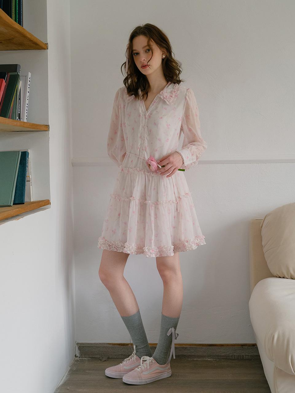 Cest Moidew Cest Floral Chiffon Shirt Dress