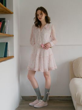Cest Moidew Cest Floral Chiffon Shirt Dress