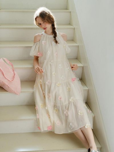Cest Moidew Cest Flower Shoulder Cut Out Dress
