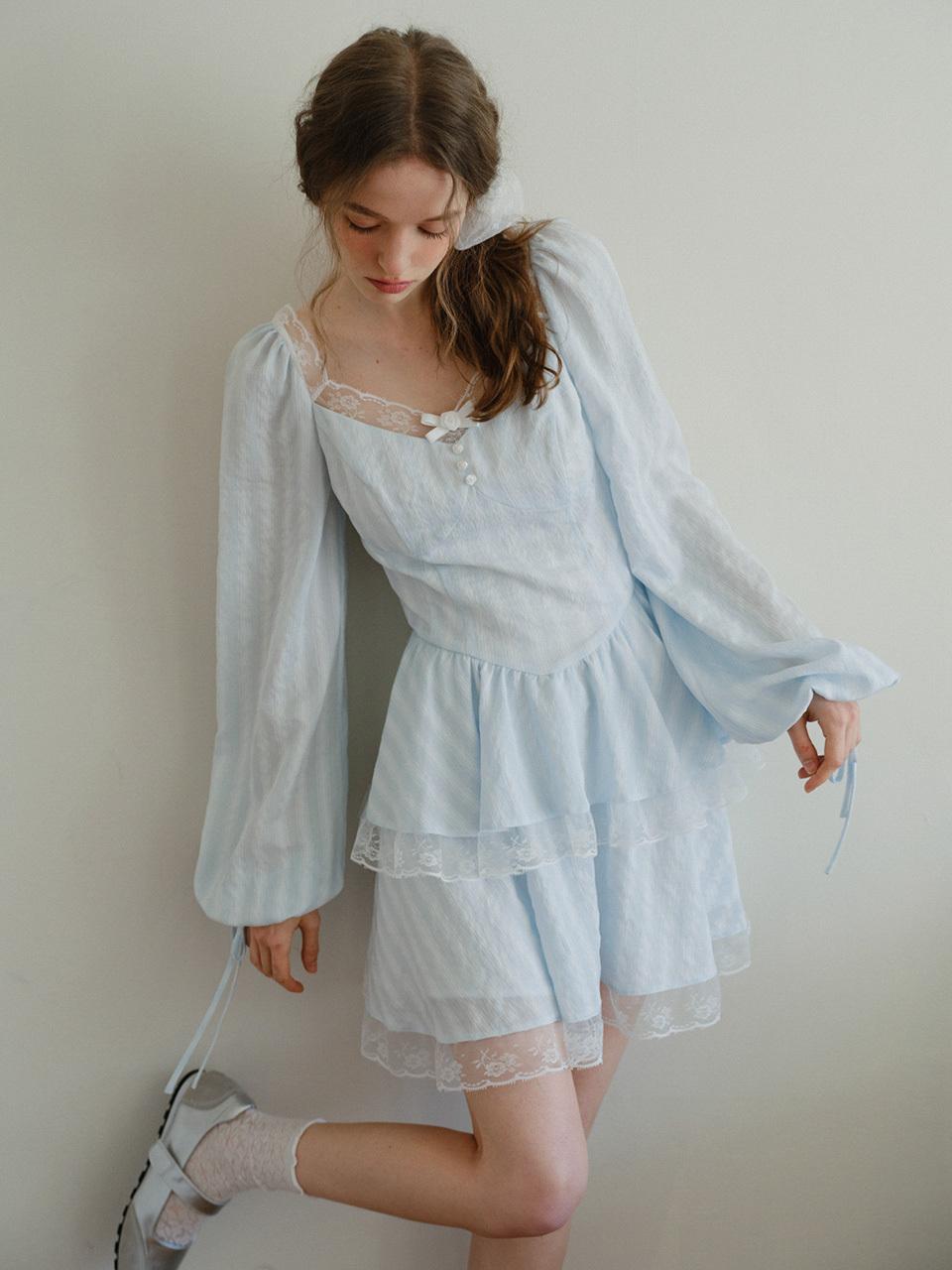 Cest Moidew Cest Puff Sleeve Layered Dress [Skyblue]