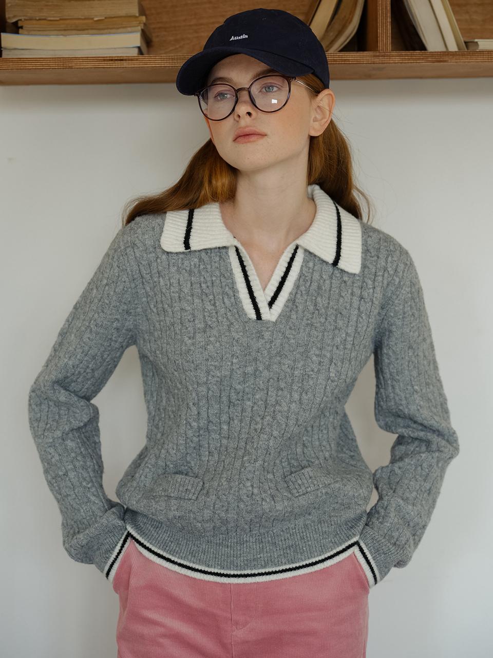Cest Moidew Cest_Contrasting Collar Pullover Sweater