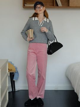 Cest Moidew Cest_Pink Corduroy Wide-leg Pants