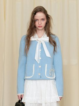 Cest Moidew Cest_Pocket ribbon wool cardigan jacket