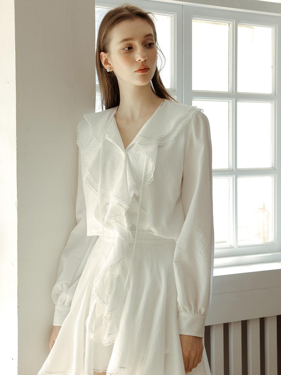 Cest Moidew Cest_Pure White Ruffle Blouse