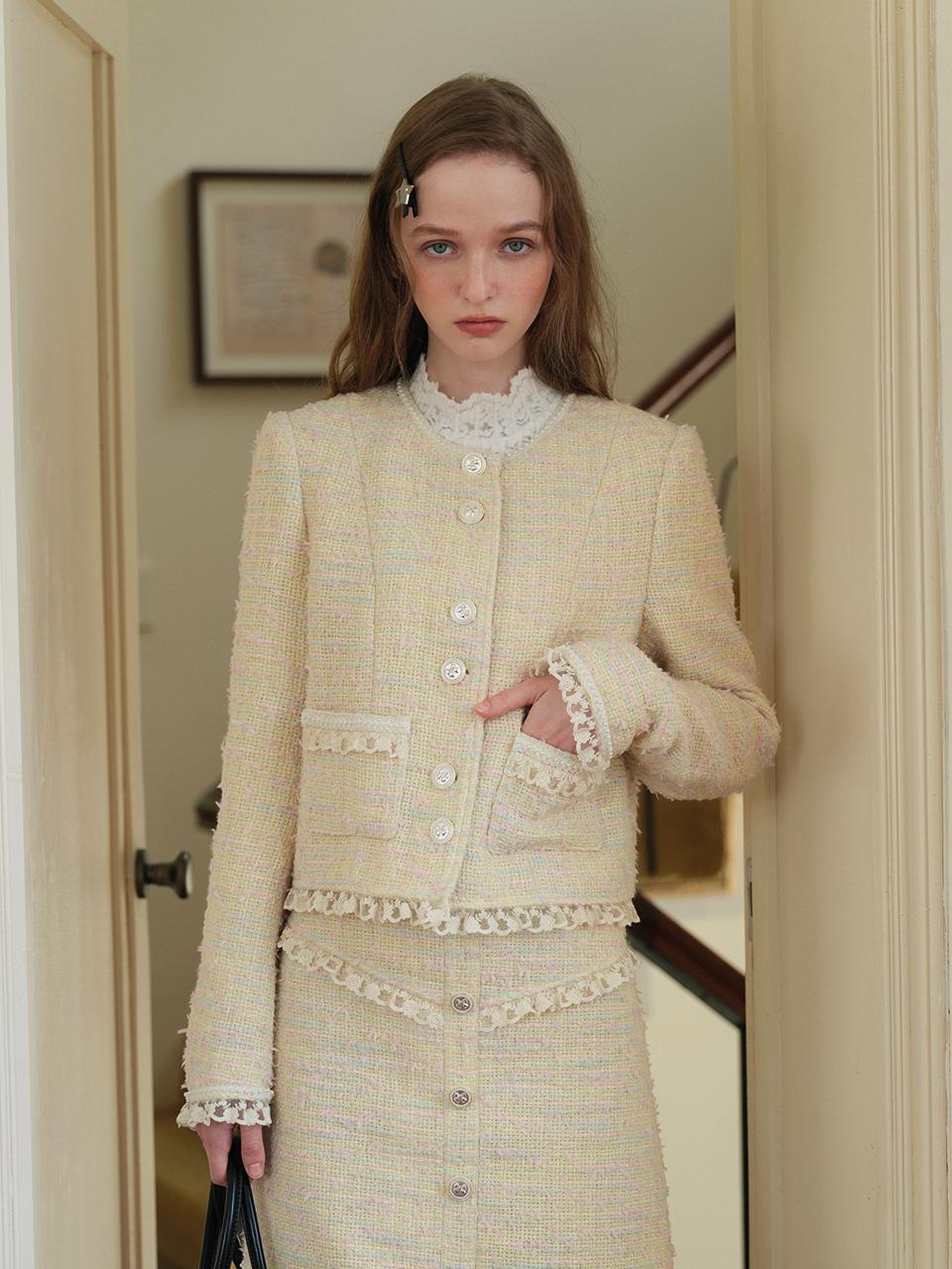 Cest Moidew Creamy Lace Tweed Jacket