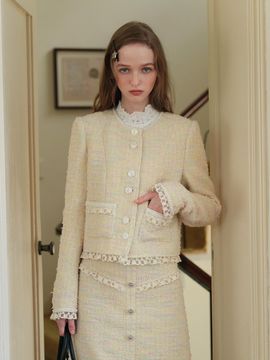Cest Moidew Creamy Lace Tweed Jacket