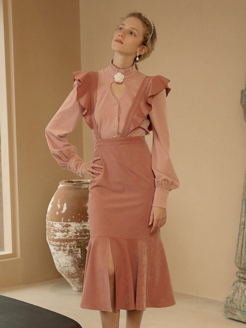 Cest Moidew Pink Suspender Mermaid Skirt