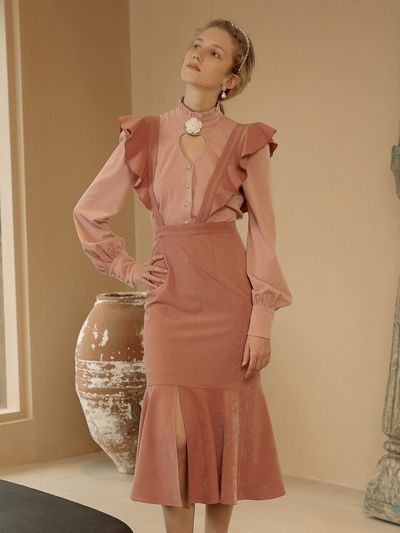 Cest Moidew Pink Suspender Mermaid Skirt