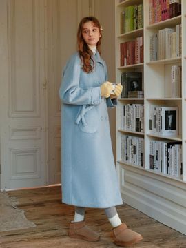 Cest Moidew Ribbon Point Double Structured Coat [Blue]