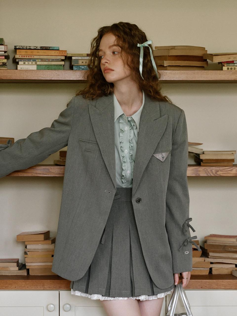 Cest Moidew Ribbon Point Single Button Jacket