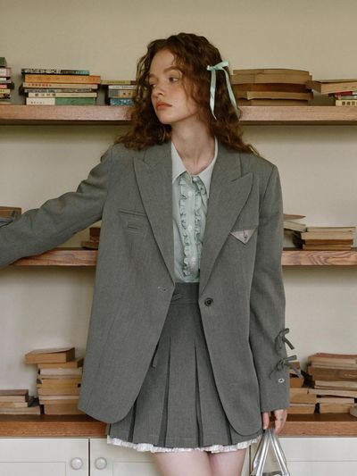 Cest Moidew Ribbon Point Single Button Jacket