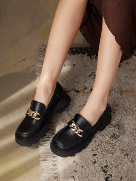 CESTI Daily Strap Chain Platform Loafers - Black