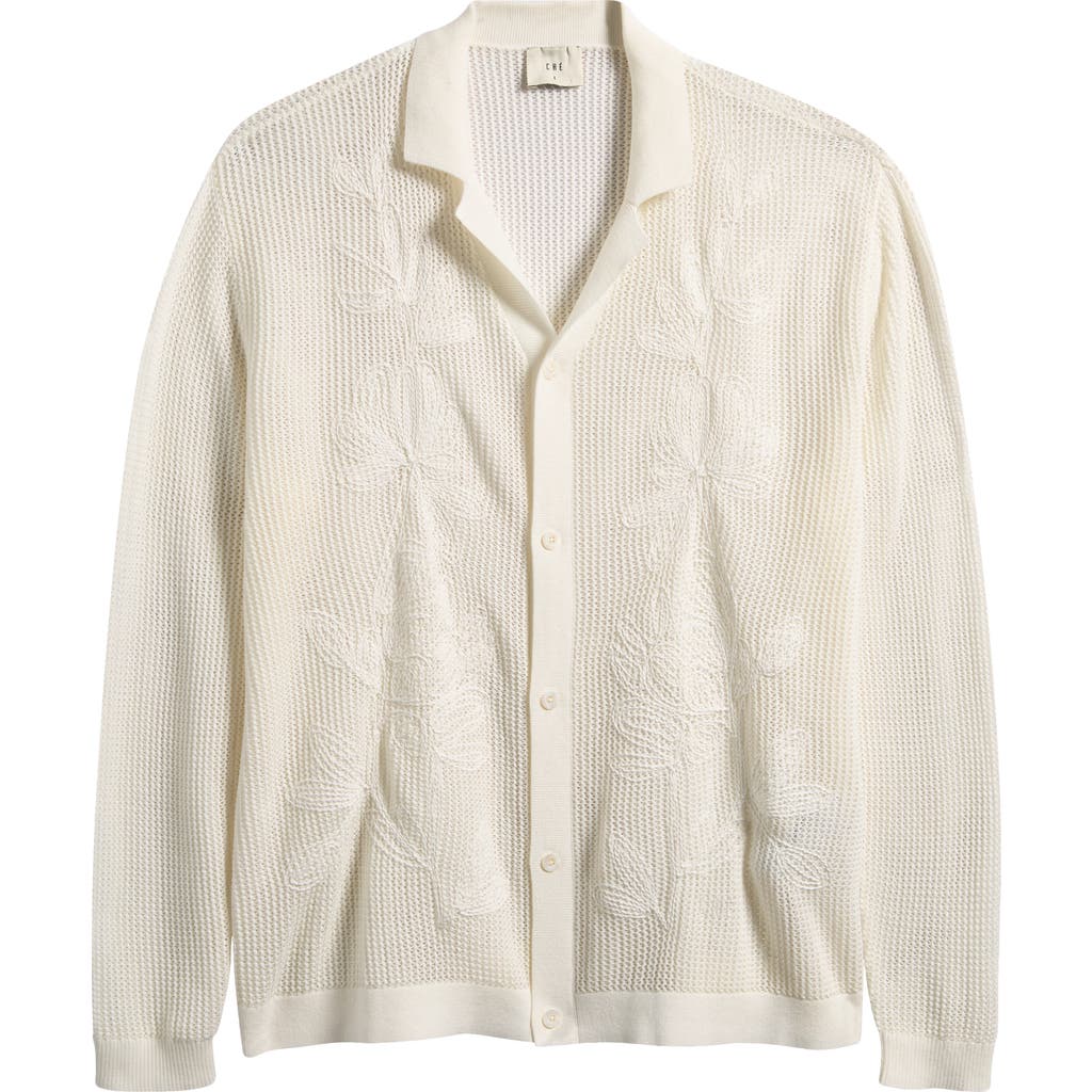 CHÉ CHÉ Feriando Long Sleeve Floral Cotton Knit Camp Shirt