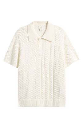 CHÉ CHÉ Santino Textured Cotton Polo Sweater