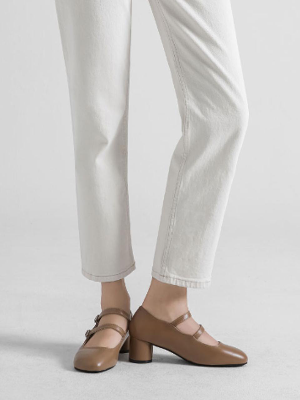 CHAAKAN Czech Two-Strap Adjustable Circular Mary Jane Heels (PMLTR3e826)