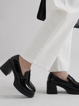 CHAAKAN Satin Platform Heel 7CM Loafer [Enamel]