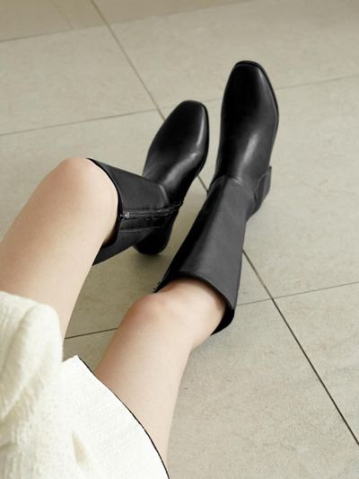 CHAAKAN Stretch Band Square Toe Long Boots (BLLTS4g848)
