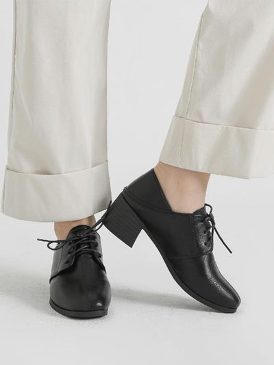 CHAAKAN Two-way Square Toe Block Heel Oxford Loafer (LHLTS3b158c2)