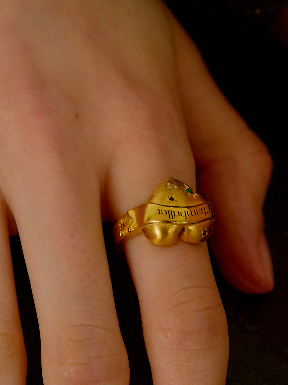 Chambriller Multi Color Heart Ring