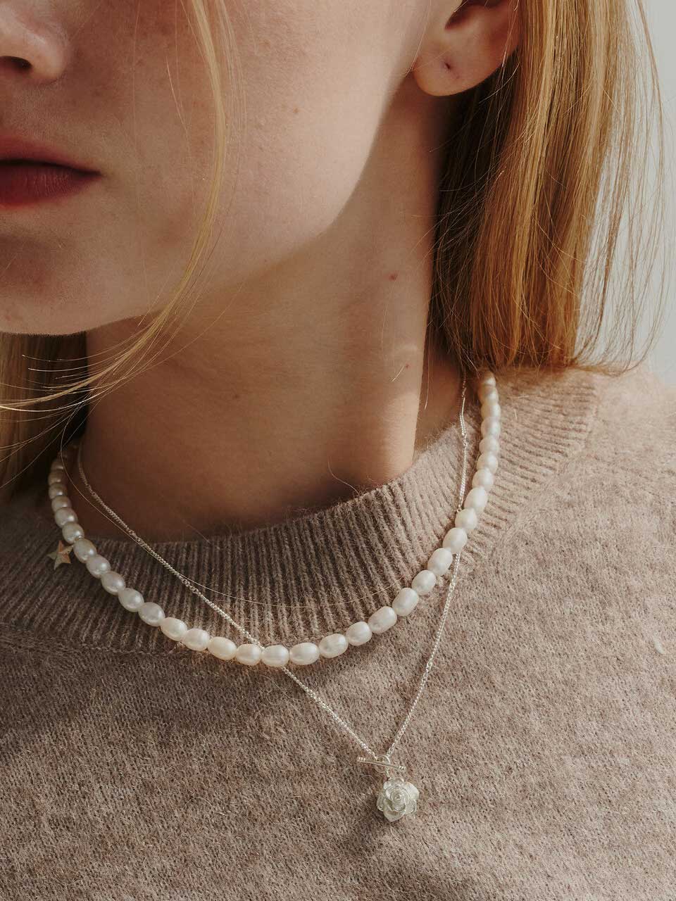 Chambriller Rose Toggle Siver Necklace