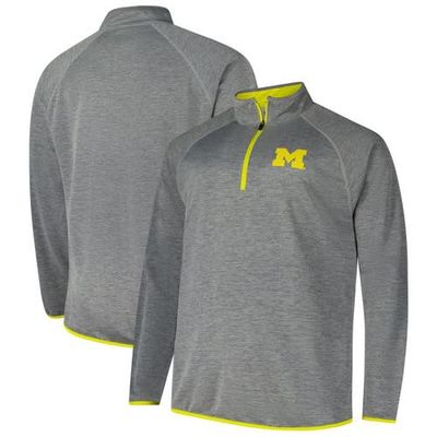 Champion Champion Men's Fanatics Charcoal Michigan Wolverines Raglan Big &Tall Quarter-Zip Top 