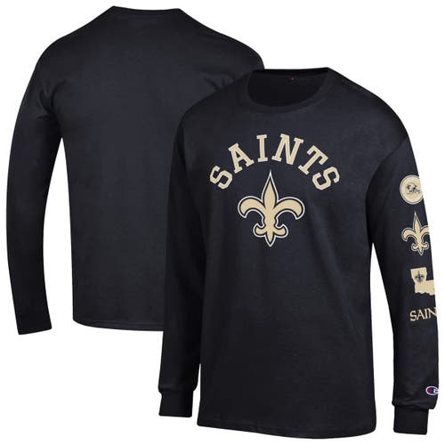Champion Men's Champion  Black New Orleans Saints Seal Long Sleeve T-Shirt 