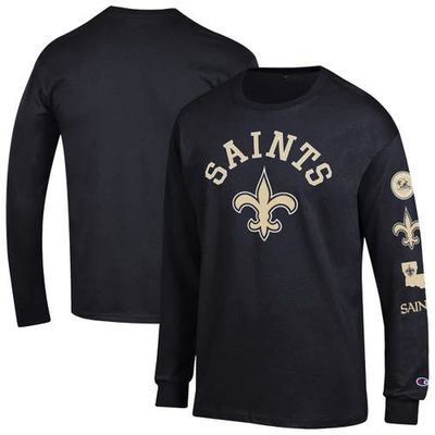 Champion Men's Champion  Black New Orleans Saints Seal Long Sleeve T-Shirt 