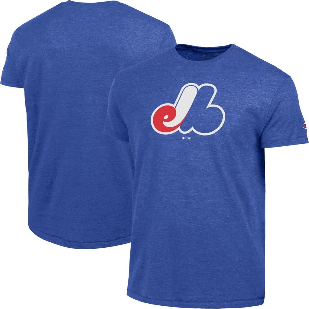 Champion Men's Champion  Blue Montreal Expos Cooperstown Logo Tri-Blend T-Shirt 