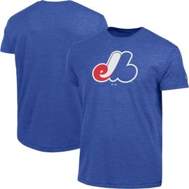 Champion Men's Champion  Blue Montreal Expos Cooperstown Logo Tri-Blend T-Shirt 
