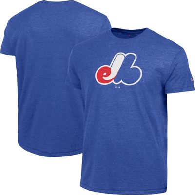 Champion Men's Champion  Blue Montreal Expos Cooperstown Logo Tri-Blend T-Shirt 