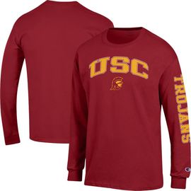 Champion Men's Champion  Cardinal USC Trojans Arch Over Logo 2-Hit Long Sleeve T-Shirt 