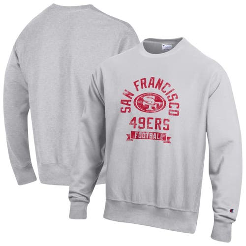 Champion Men's Champion  Heather Gray San Francisco 49ers Reverse Weave Fleece Pullover Sweatshirt 