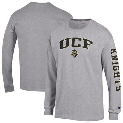 Champion Men's Champion  Heather Gray UCF Knights Arch Over Logo 2-Hit Long Sleeve T-Shirt 