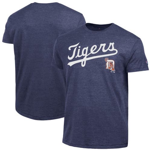 Champion Men's Champion  Navy Detroit Tigers Cooperstown Wordmark Lockup Tri-Blend T-Shirt 