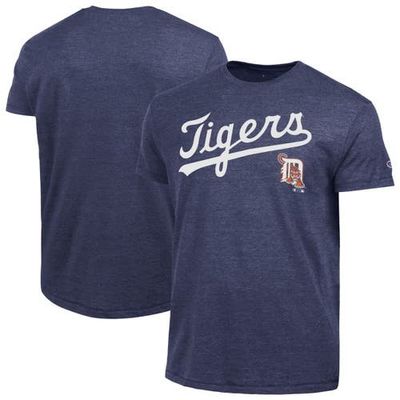 Champion Men's Champion  Navy Detroit Tigers Cooperstown Wordmark Lockup Tri-Blend T-Shirt 