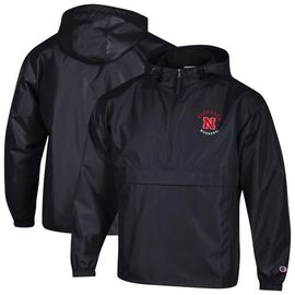 Champion Men's Champion Black Nebraska Huskers Packable Hooded Windbreaker Half-Zip Jacket 