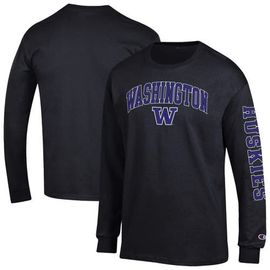 Champion Men's Champion Black Washington Huskies Arch Over Logo 2-Hit Long Sleeve T-Shirt 