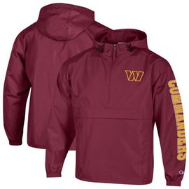 Champion Men's Champion Burgundy Washington Commanders Packable Hooded Windbreaker Half-Zip Jacket 