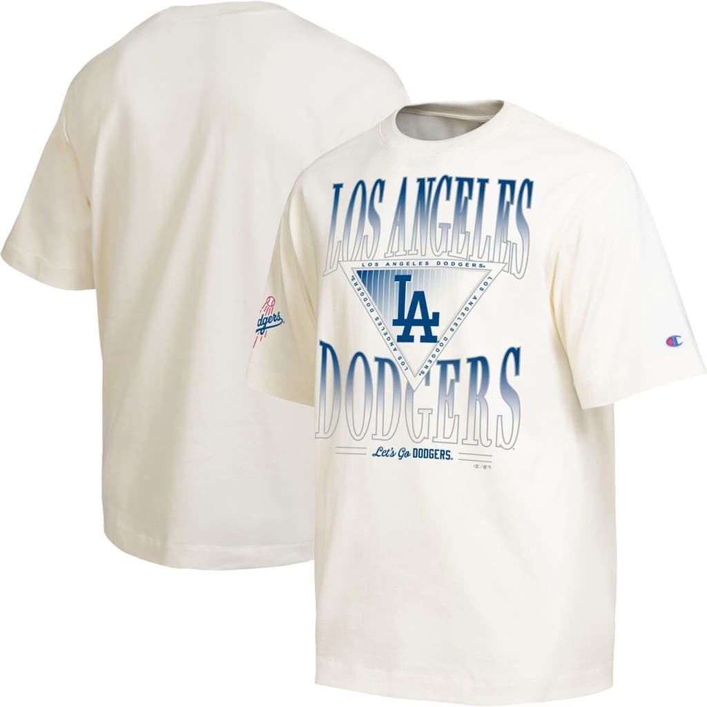 Champion Men's Champion Cream Los Angeles Dodgers Traditions Two Locations T-Shirt 