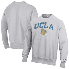 Champion Men's Champion Gray UCLA Bruins Distressed Arch Over Logo Reverse Weave Crew Neck Sweatshirt 
