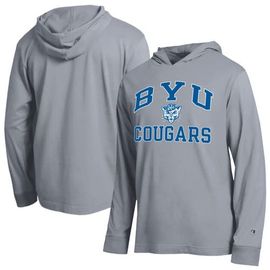 Champion Men's Champion Heather Gray BYU Cougars High Motor All-Star Long Sleeve Hooded T-Shirt 