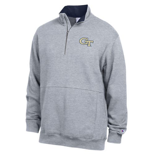 Champion Men's Champion Heather Gray Georgia Tech Yellow Jackets Fleece Quarter-Zip Pullover 
